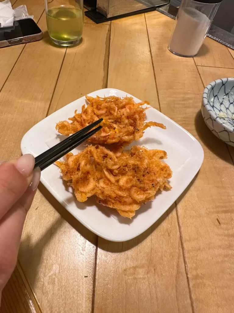 Shizuoka famous foods: fried sakura ebi tempura