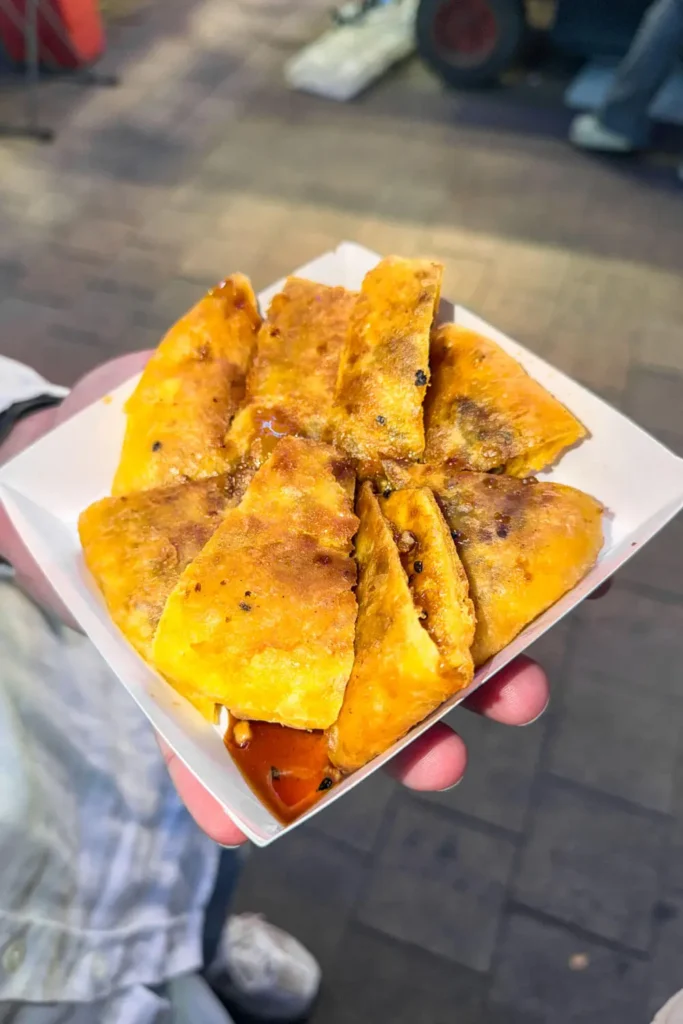 popular street food in Seoul: hotteok (Korean sweet pancakes)