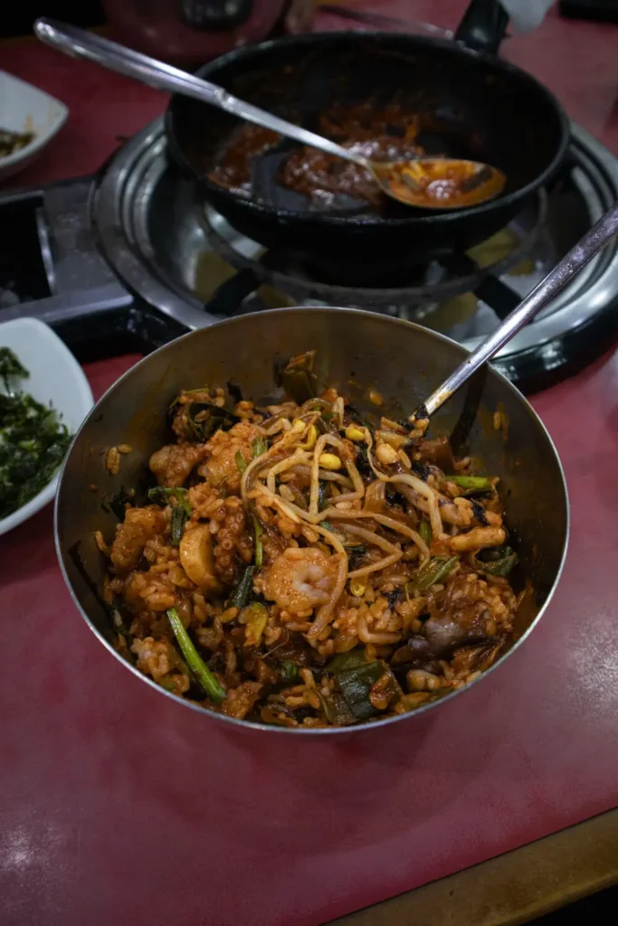 Best foods in Busan: Nakgopsae (Spicy Octopus, Shrimp & Intestine Stew)